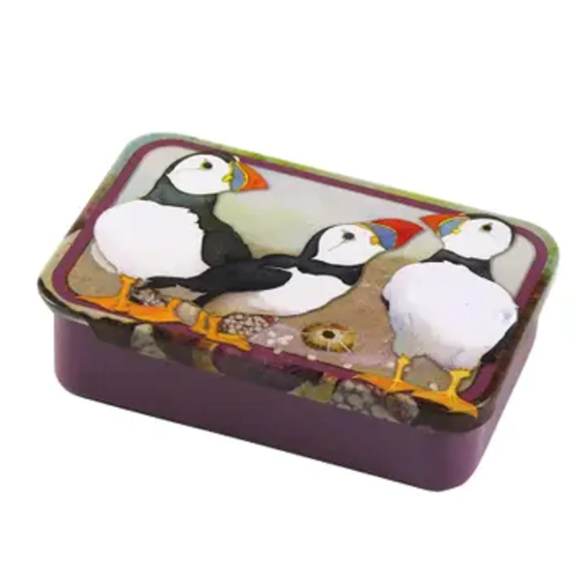 Liten tinnboks - Felted puffin